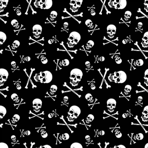 Pañuelo motero negro estampado con calaveras piratas